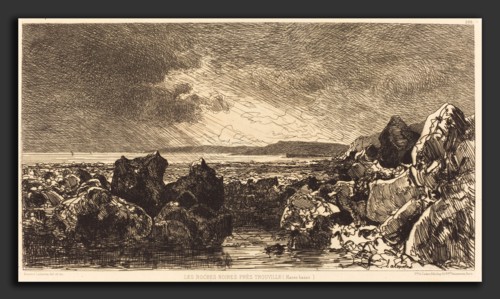 Maxime Lalanne (French, 1827 - 1886), Les Roches noires prÃ¨s Trouville (MarÃ¨e Basse), 1874,
