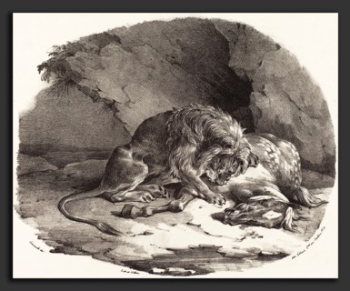 Théodore Gericault (French, 1791 - 1824), Horse Devoured by a Lion (Cheval devore par un lion),