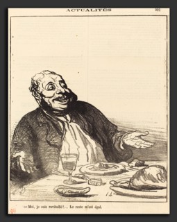 Honoré Daumier (French, 1808 - 1879), Moi je suis ravitaillé!, 1871, gillotype on newsprint