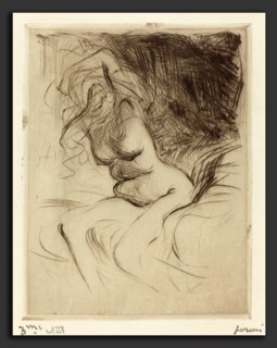 Jean-Louis Forain, Woman Taking Off Her Chemise, French, 1852 - 1931, c. 1910, drypoint