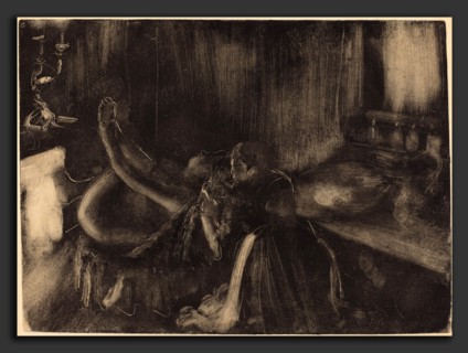 Edgar Degas (French, 1834 - 1917), Woman by a Fireplace, 1880-1890, monotype on heavy laid paper