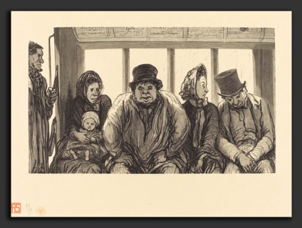 Charles Maurand after Honoré Daumier (French, active 1863-1881), Interieur d'un omnibus, 1864, wood