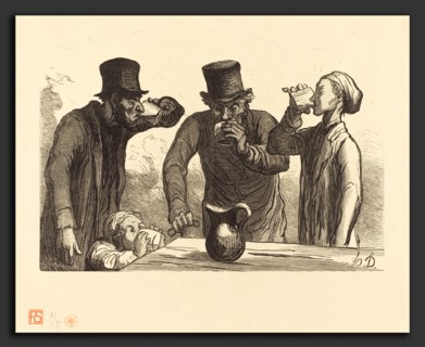 Charles Maurand after Honoré Daumier (French, active 1863-1881), Physiologie du Buveur: ls quatre