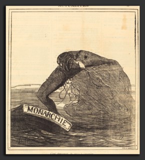 Honoré Daumier (French, 1808 - 1879), C'est dangereux, la pÃªche Ã  l'épervier, 1871, gillotype on