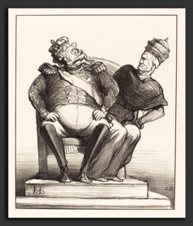 Honoré Daumier (French, 1808 - 1879), Trop étroit pour deux, 1870, lithograph