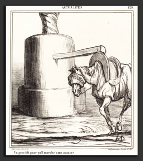 Honoré Daumier (French, 1808 - 1879), Un procédé pour qu'il marche sans avancer, 1868, lithograph