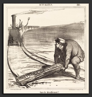 Honoré Daumier (French, 1808 - 1879), Gare le déraillement!, 1866, lithograph