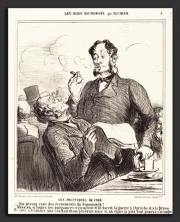 Honoré Daumier (French, 1808 - 1879), Les Politiques de café, 1864, lithograph