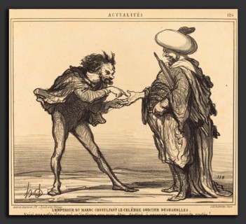 Honoré Daumier (French, 1808 - 1879), L'Empereur du Maroc consultant Desbarolles, 1859, lithograph