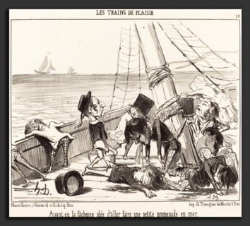 Honoré Daumier (French, 1808 - 1879), Ayant eu la facheuse idée d'aller en mer, 1852, lithograph