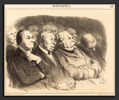 Honoré Daumier (French, 1808 - 1879), Physionomies de spectateurs de la Porte St.-Martin, 1852,
