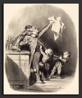 Honoré Daumier (French, 1808 - 1879), Plaisirs de la paternité, 1847, lithograph
