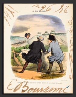 Honoré Daumier and Edouard Bouvenne (French, 19th century), Inconvenient de quitter, 1846,