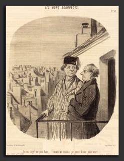 Honoré Daumier (French, 1808 - 1879), Je suis logé un peu haut mais je jouis d'une jolie vue!,