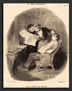 Honoré Daumier (French, 1808 - 1879), Quand le journal est trop intéressant, 1846, lithograph on