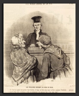 Honoré Daumier (French, 1808 - 1879), Les Voisines devant le Juge de paix, 1845, lithograph on