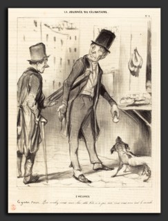 Honoré Daumier (French, 1808 - 1879), 2 heures - Le gouter d'Azor, 1839, lithograph on newsprint