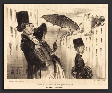 Honoré Daumier (French, 1808 - 1879), Douze ans et demi et trois premiers prix, 1839, lithograph on