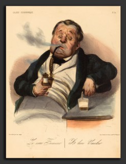 Honoré Daumier (French, 1808 - 1879), Le vrai Fumeur, 1836, hand-colored lithograph