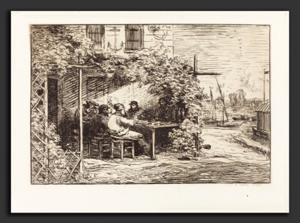 Charles-FranÃ§ois Daubigny (French, 1817 - 1878), Lunch on the Way to Asnieres (Le Dejeuner du