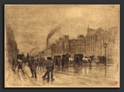 Félix-Hilaire Buhot (French, 1847 - 1898), Matinée d'Hiver sur les Quais, 1883, etching, drypoint,