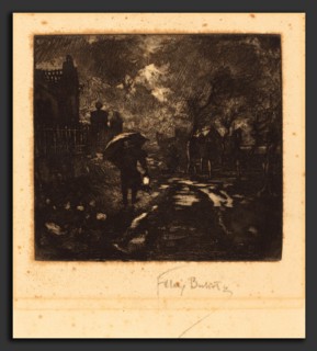 Félix-Hilaire Buhot (French, 1847 - 1898), La Ronde de Nuit (Night Patrol), 1878, etching,