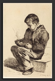 FranÃ§ois Bonvin (French, 1817 - 1887), Boy Eating Soup (Enfant mangeant sa soupe), 1861, etching