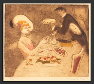 Georges Bottini, Woman Having Supper, French, 1874 - 1907, 1903, etching