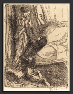 Albert Besnard, Coquette, French, 1849 - 1934, 1900, etching in black on Van Gelder Zonen wove