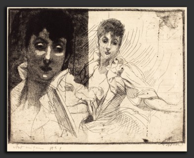 Albert Besnard, Madeleine Lemaire, French, 1849 - 1934, 1900, etching and aquatint on laid paper