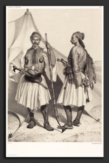 Alexandre Bida (French, 1823 - 1895), Arnautes, Ãâgypte (Albanians, Egypt), lithograph on chine