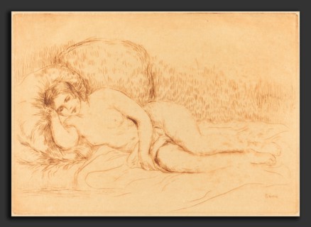 Auguste Renoir, Woman Reclining (Femme couchee), French, 1841 - 1919, 1906, color etching on japan