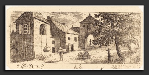 Emmanuel Phélippes-Beaulieu (French, born 1829), The Farmyard, 1859, etching and roulette on Chine