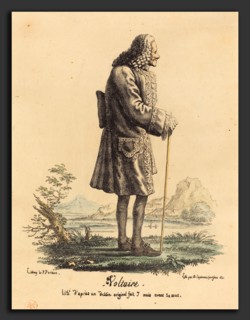 P. Periaux (French, active 19th century), Voltaire, 1821, hand-colored lithograph