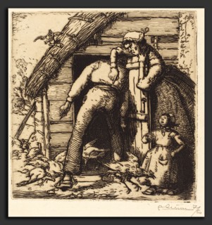 Auguste LepÃ¨re, The Poulterer, Vendee (Le Poulailler, Vendee), French, 1849 - 1918, 1908, etching