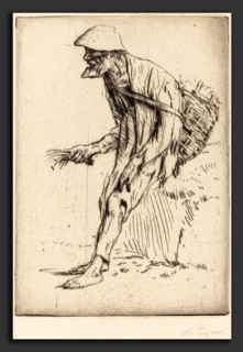 Alphonse Legros, Chickweed Merchant (Marchand de mouron), French, 1837 - 1911, etching? and