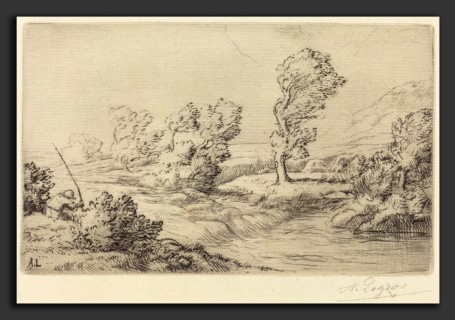 Alphonse Legros, Banks of the Marne (Bord de la Marne), French, 1837 - 1911, drypoint on light