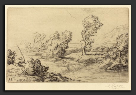 Alphonse Legros, Banks of the Marne (Bord de la Marne), French, 1837 - 1911, drypoint on light