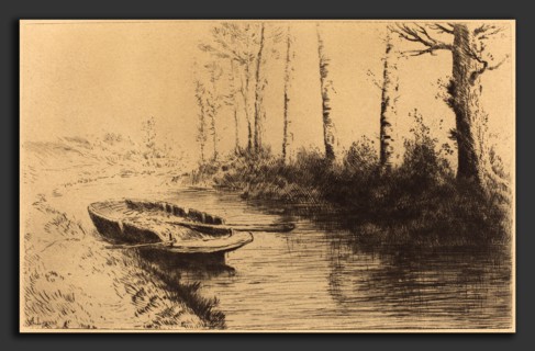 Alphonse Legros, Canal Seen by Morning Light (Le canal: Effet du matin), French, 1837 - 1911,