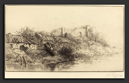 Alphonse Legros, Abandoned Village, French, 1837 - 1911, etching and drypoint on laid paper