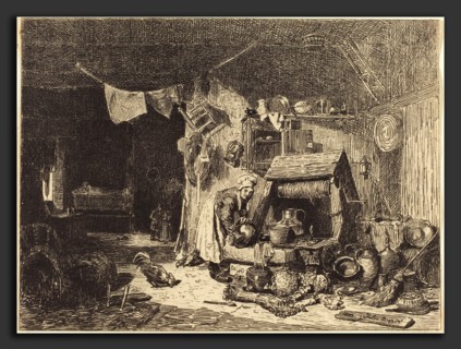 Jules Dupré (French, 1811 - 1889), Interior of a Farmhouse, 1833, etching