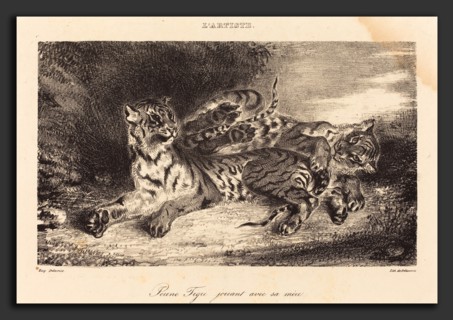 EugÃ¨ne Delacroix (French, 1798 - 1863), Young Tiger Playing with its Mother (Jeune tigre jouant