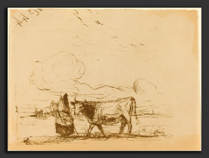 Jean-Baptiste-Camille Corot (French, 1796 - 1875), Cow and Its Keeper (La Vache et sa gardienne),