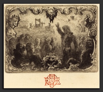 Félix-Hilaire Buhot (French, 1847 - 1898), Jacques Cazotte's "Le Diable amoureux" (3rd vignette),