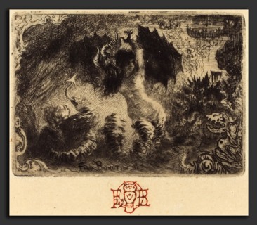 Félix-Hilaire Buhot (French, 1847 - 1898), Jacques Cazotte's "Le Diable amoureux" (1st vignette),