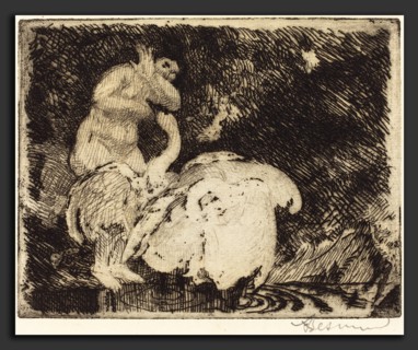 Albert Besnard, Leda Bathing (Léda au bain), French, 1849 - 1934, 1913, etching in black on laid