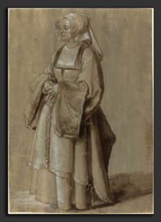 Albrecht DÃ¼rer (German, 1471 - 1528), Young Woman in Netherlandish Dress, 1521, brush and brown