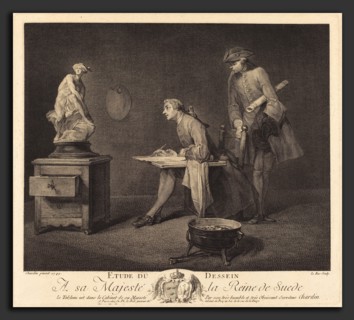 Jacques-Philippe Le Bas after Jean Siméon Chardin (French, 1707 - 1783), Etude du dessin, 1757,