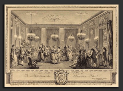 Antoine-Jean Duclos after Augustin de Saint-Aubin (French, 1742 - 1795), Le bal pare, 1774, etching