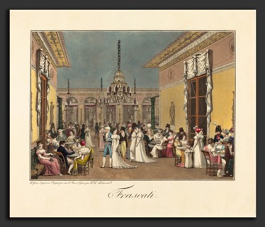 Philibert-Louis Debucourt (French, 1755 - 1832), Frascati, 1807, hand-colored aquatint and etching